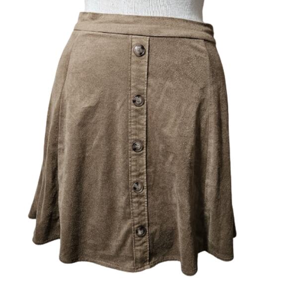 Brown Faux Vegan Suede Mini Skirt Size Small - Picture 1 of 4